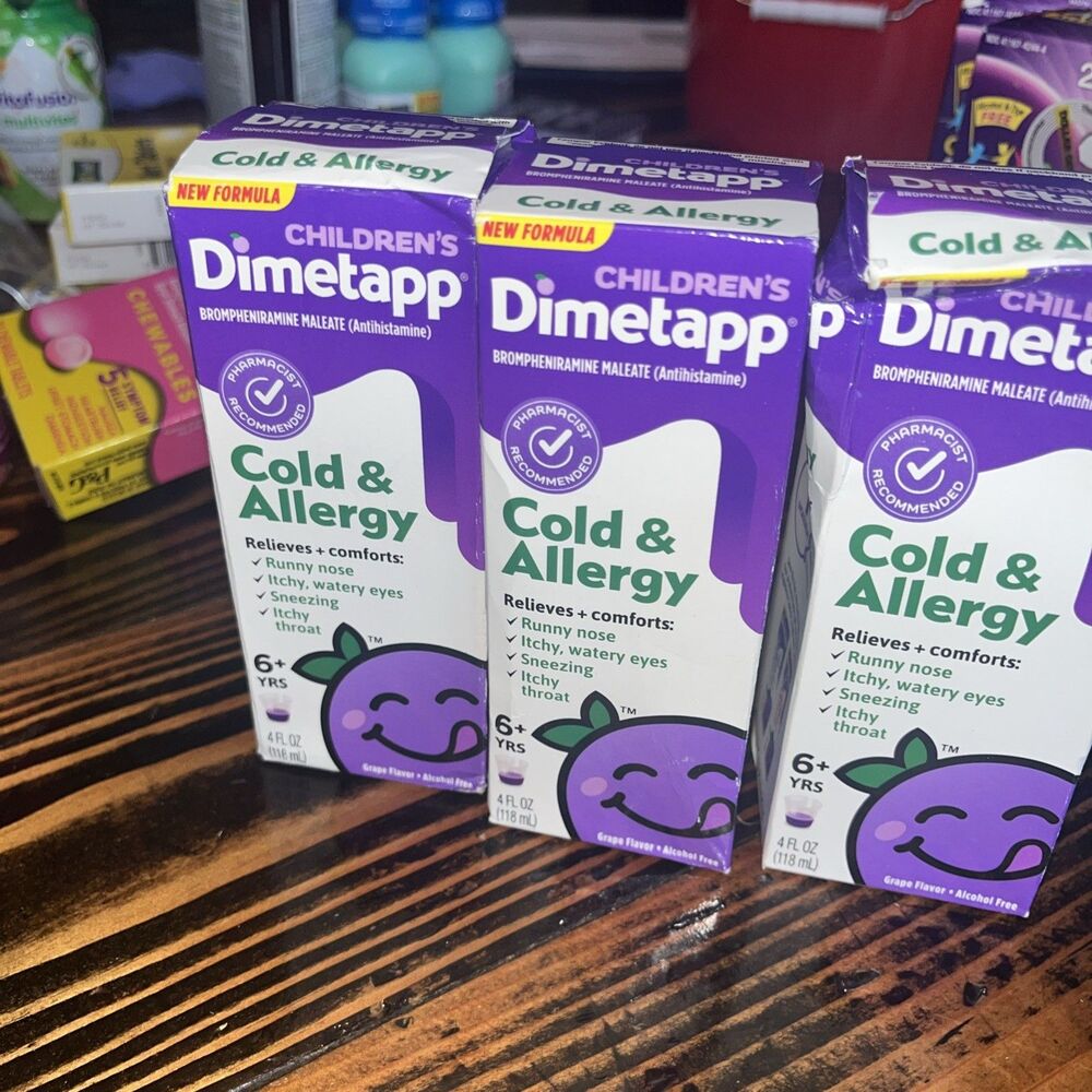 Children's Dimetapp Cold & Allergy Medicine Grape Flavor 4 oz Lot of 3 Exp 06/26